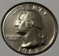 1968-S Washington Quarter Proof 25cent Coin from US Mint Proof Set