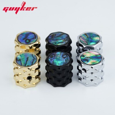 3PCS Guitar Bass Knobs Copper Serrated Style Knobs Shell Finish Surface