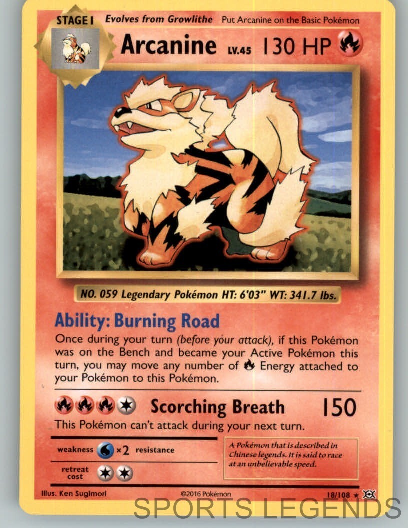 2016 pokemon Evolutions rare Arcanine 18/108 | eBay