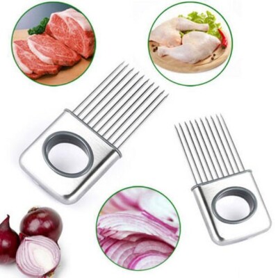 Stainless Steel Onion Holder Steak Slicer Cutter Onion Meat Needle Onion Fork