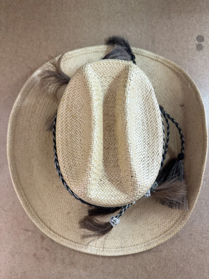 VTG DonHoy Straw Cowboy Hat Paul Bond’s Nogales AZ Braided Horsehair Band 6 3/4 - Imagem 2 de 4