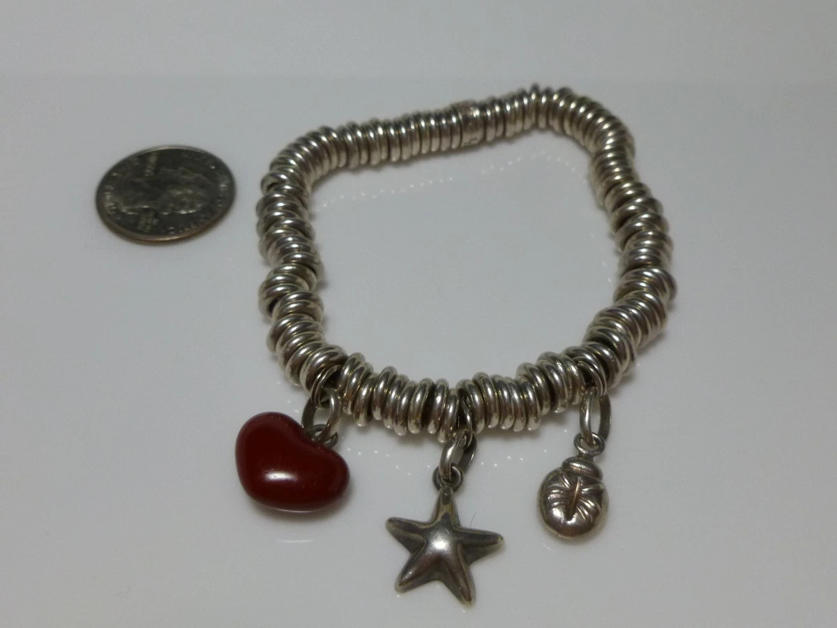 LINKS OF LONDON STERLING SILVER CHARM STAR ENAMEL HEART SPACER SWEETIE BRACELET