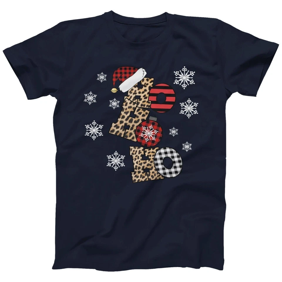 Ho Ho Ho Christmas T-shirt For Men Women | Leopard X-mas Ho Ho Ho Top | (S-5XL) - Image 3 of 4