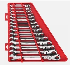 Milwaukee Ratcheting Combination Wrench Set 15 Piece SAE Flex Head 48-22-9413