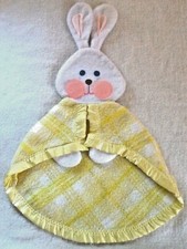Vintage FP Fisher Price 1979 Yellow Plaid Bunny Security Blanket 441 442 443