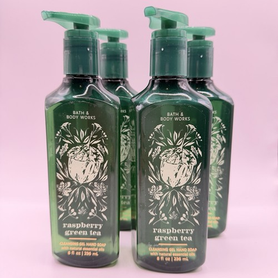 #ad Lot of 4 • Bath Body Works RASPBERRY GREEN TEA Gel Hand Soap $35.10
