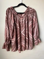 Belle + Sky Women’s Pink Paisley Blouse Size Large