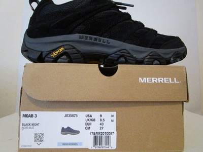 Merrell Moab 3 Athletic Trail Running Shoes J035875 Black Night Mens Size 9