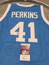 Sam Perkins Autographed/Signed Jersey JSA COA Blue Custom Jersey 