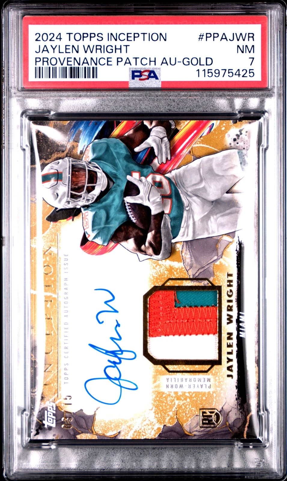 Jaylen Wright Topps Inception Provenance Patch Autographs #PPAJWR Gold