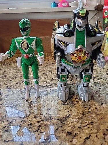 Vintage 1993 Mighty Morphin Power Rangers MMPR Dragonzord & Green Ranger Lot