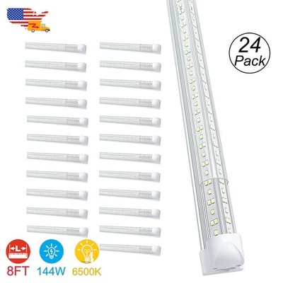 24PK 8' Led Lights for Commercial Building T8 Led Tube V-Shape Garage Shop Lamp