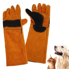 Animal Pet Handling Gloves Bite Proof, 60cm Leather Anti Scratch Protective P...