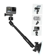  ZJ01 Camera Suction Cup Mount, Magic Arm Bracket 360° Dual Ball Head Quick 