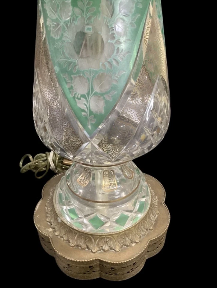 26” Antique Bohemian Cut Crystal Table Lamp - Image 3 of 3