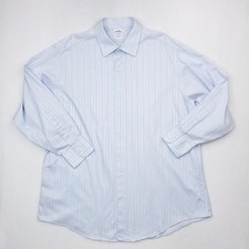 Vintage Brooks Brothers Shirt Mens 18 Light Blue Stripe Egyptian Cotton USA MADE