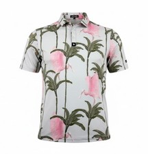 Bad Birdie Flamingo Low Core Golf Polo Mens Size S SLIM FIT Floral