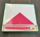 kate spade new york Pen & Notecard Envelopes Set 10 “Yours Sincerely " Pink NIB