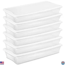 Sterilite 41 Quart Clear Storage Bins - Set of 6 Stackable Heavy-Duty Containers