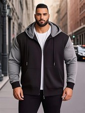 Mens Oversize Hoodie Workout Top Casual Hooded Coat Big and Tall Sweatshirt
