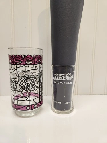 Coca-Cola Stained Glass Look Pepsi Cola (Mix Your Own) Drinking Glasses Vintage