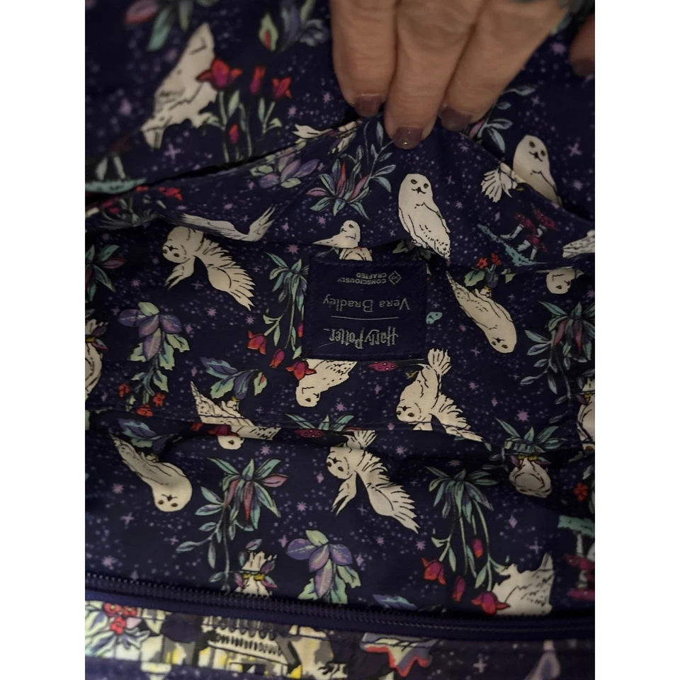 Vera Bradley Harry Potter Quilted Tote Bag Purple Magical Creatures Castle Print - Image 3 of 4