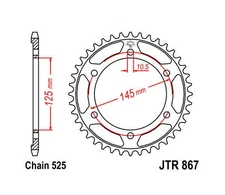 JT Steel Rear Sprocket 525 44T fits Yamaha TDM850 1991-1995
