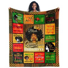 Birthday Gift for Black Woman Blanket 60" X 50" Happy Birthday Blankets for A...