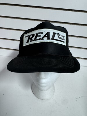 Vintage Real Racing Wheels Hat Trucker Black SnapBack Cap BH