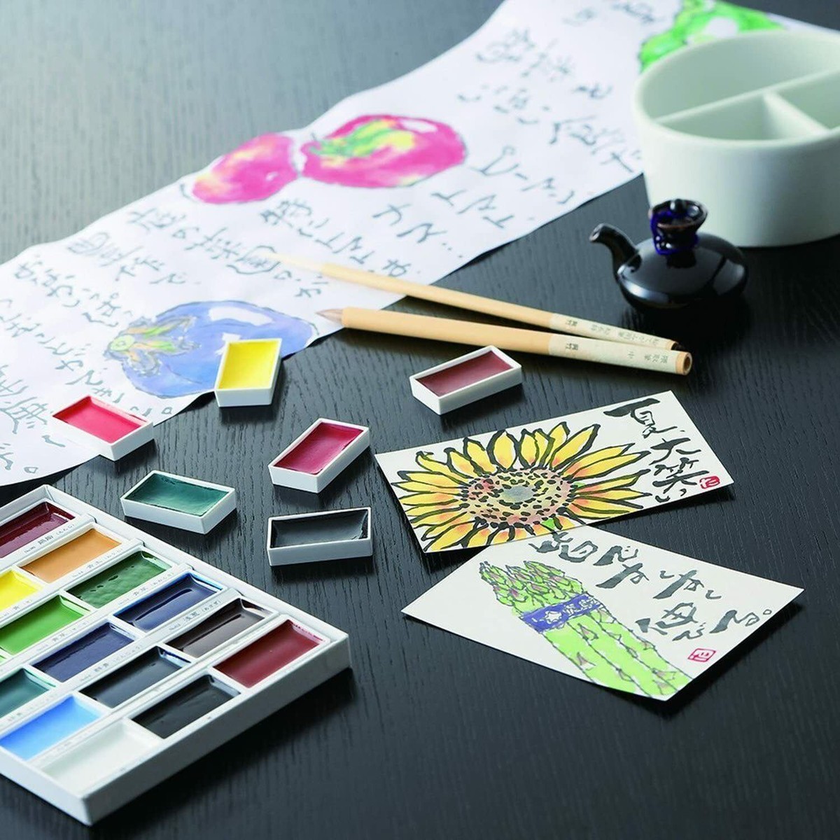 Gansai Tambi Watercolors- Set Of 100 In Wooden Box - Foto 12