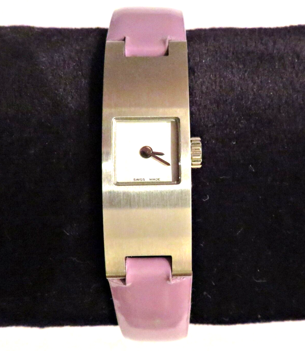 Vtg Coach Lavender Leather Strap Square Lady Swiss Watch  display picture 2