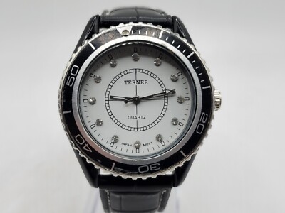Bijoux Terner Watch Mens New Battery White Dial Rotating Bezel 40mm
