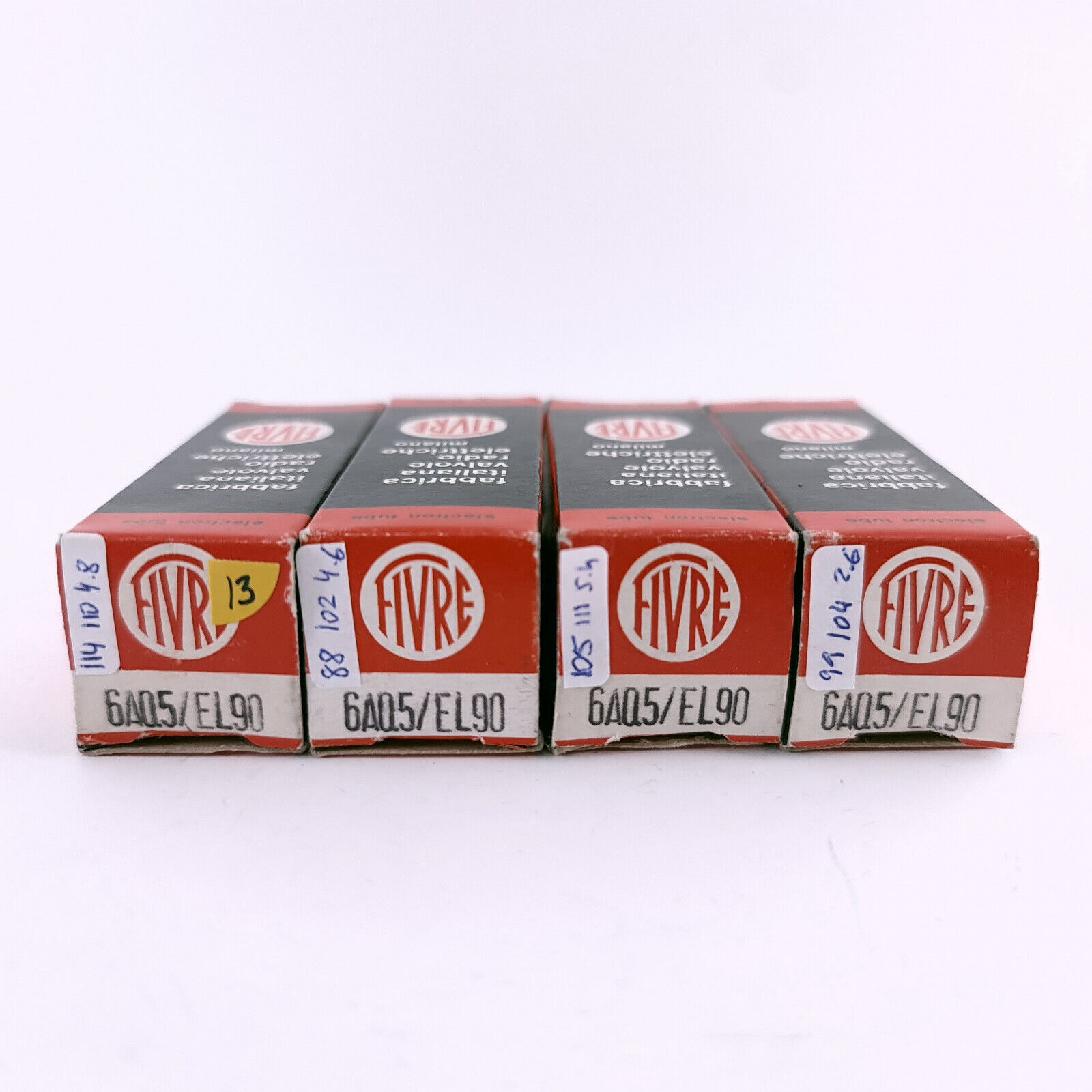 4 X 6AQ5 / EL90 TUBE. 1960s PROD. COPPER RODS. NON MATCHED QUAD. 13 ...