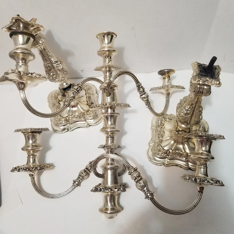 Antiguo candelabro plateado de 1900 Ellis Barker dañado para piezas como está Foto 3 de 4