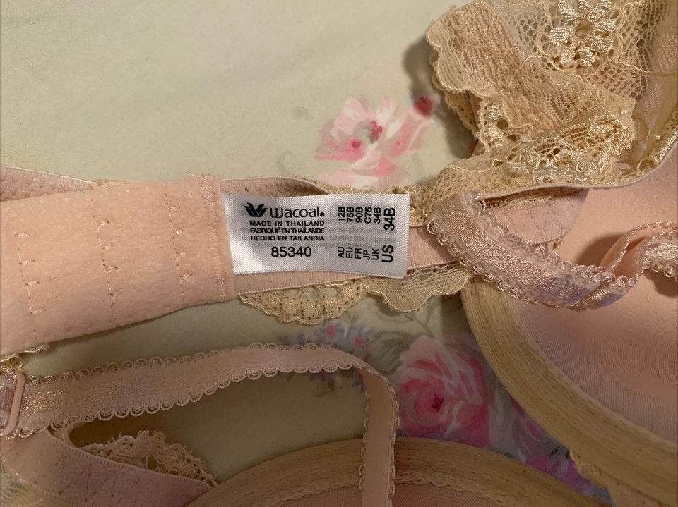 WACOAL 85340 French Garden Lace Contour Underwire Bra BLACK size 34 DD (E