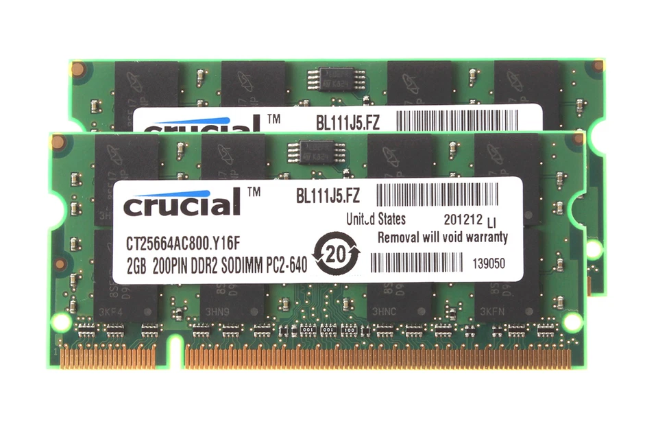 Crucial 8GB 4X 2GB 2RX8 PC2-6400 DDR2 800Mhz 200pin Memory Laptop DIMM RAM CL6 - Image 3 of 4