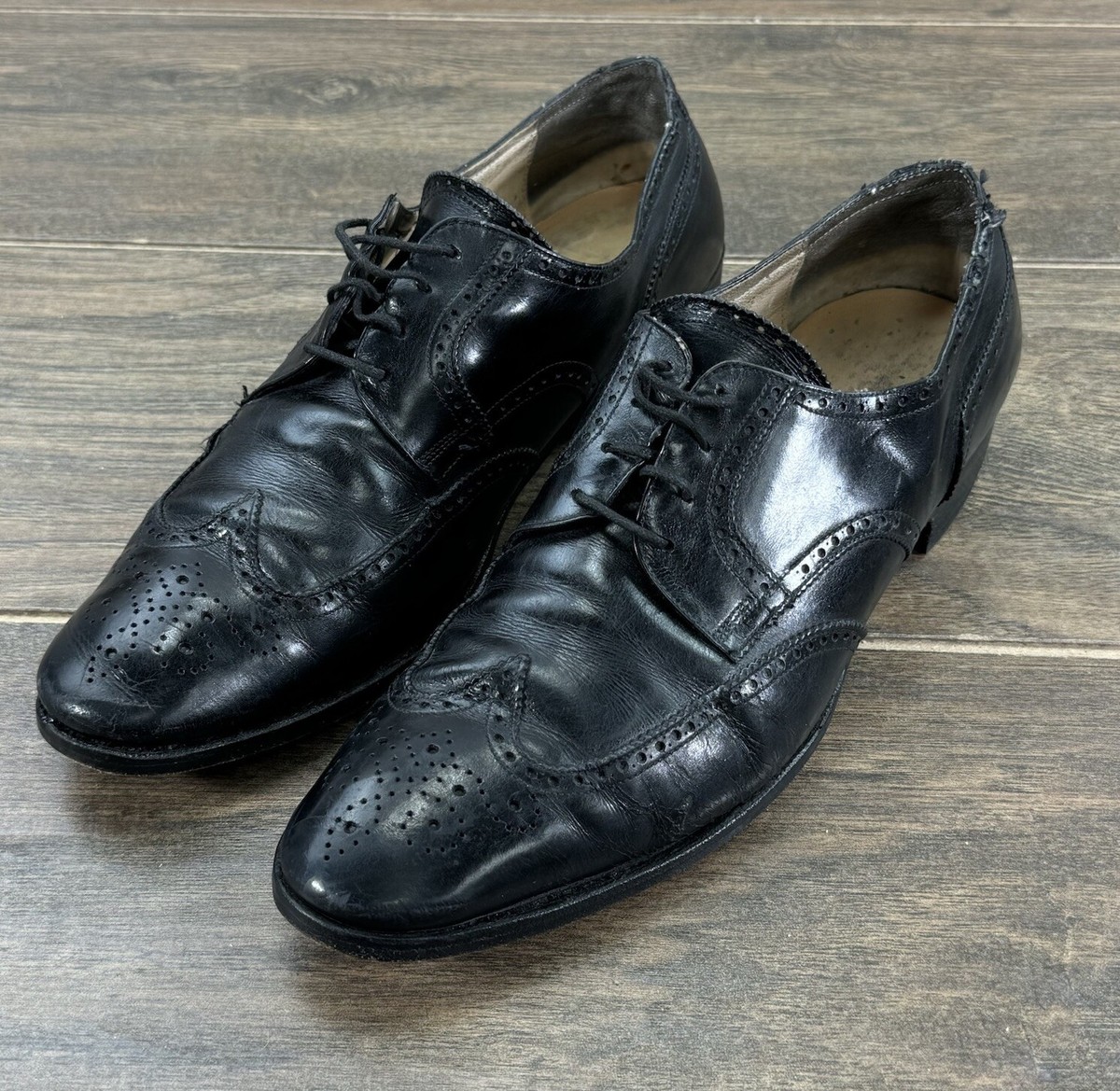 Salvatore Ferragamo Dress Shoes Mens 8.5 C Black Leather Brogue