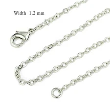 Necklace Chain: Rhodium Plated, 18 inches length and 1.5 mm width
