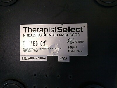 S Homedics Therapist Select Kneading Shiatsu Massager Model SM-100