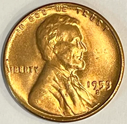 1953-S Lincoln Wheat Cent BU Uncirculated From Original Bank Wrapper Roll OBW