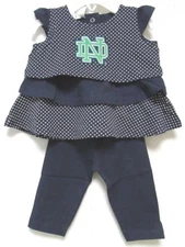 NCAA Notre Dame ND Logo on Navy 2 pc Polka Dot Dress Two Feet Ahead #263