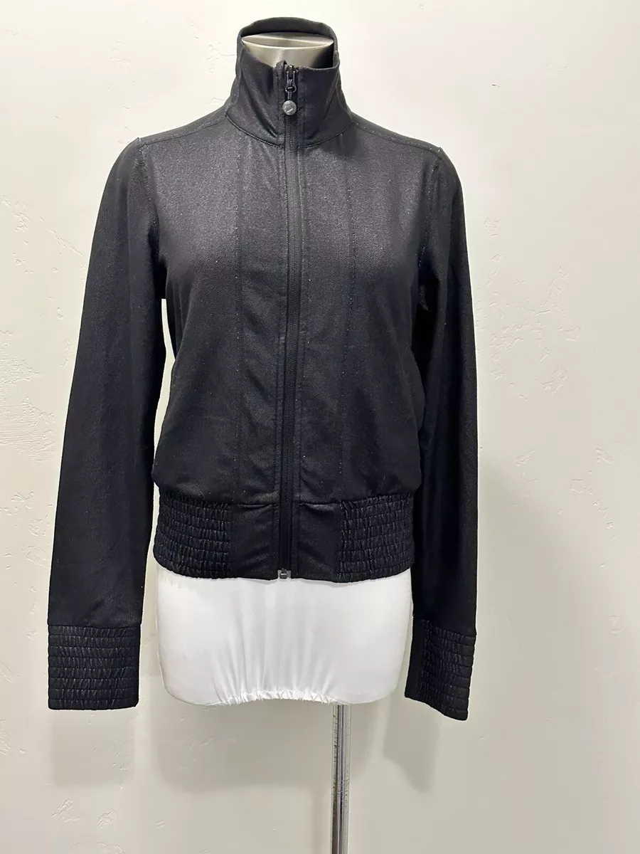 LULULEMON Athletica Jacket Da Bomber  Black Denim Color size 8 EXCELLENT  Cond!