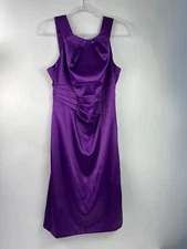 J. Taylor Purple Halter Rouched Satin Cocktail Formal Dress Womens Sz 8 Lined