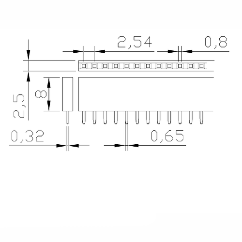 2.54mm Single Row Straight Copper Pin Female Header1x 2/3/4/5/6/7/8/10P-20/40P - Picture 5 of 5