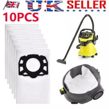 For KARCHER WD4 WD5 WD6 MV4 MV5 MV6 Vacuum Cleaner Hoover Fleece DUST BAGS X 10