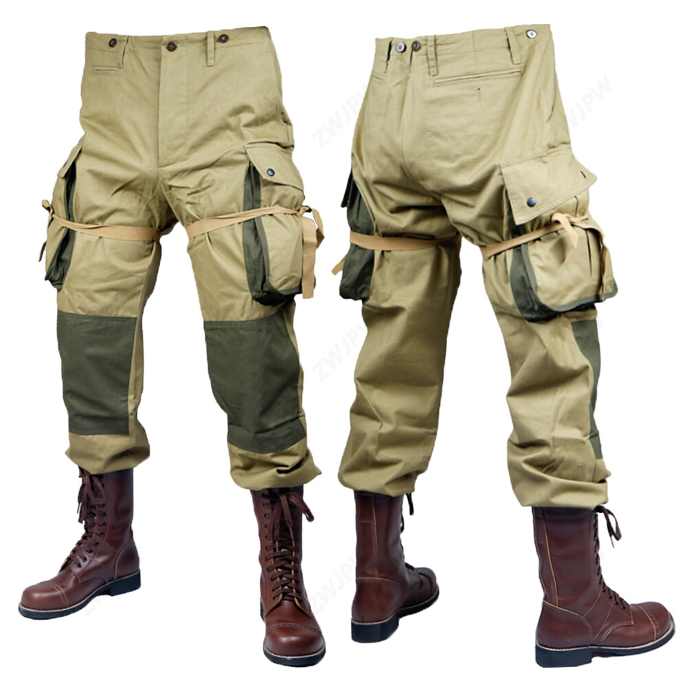 Khaki Men's M42 Paratrooper Trousers WW2 Type Airborne Pants 38R