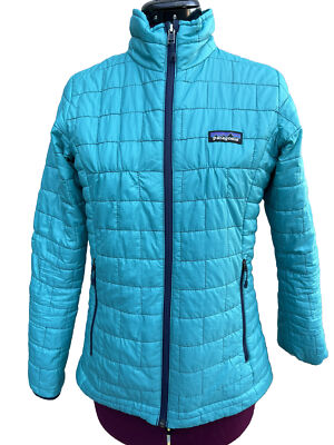 Patagonia Women's Nano Puff Teal/Blue Dull Zip Jacket Size XS | eBay