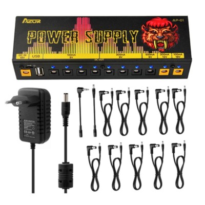 AZOR Effektpedal Netzteil 18V1A Netzteil 10 Ausgänge Gitarrenzubehör Mit USB