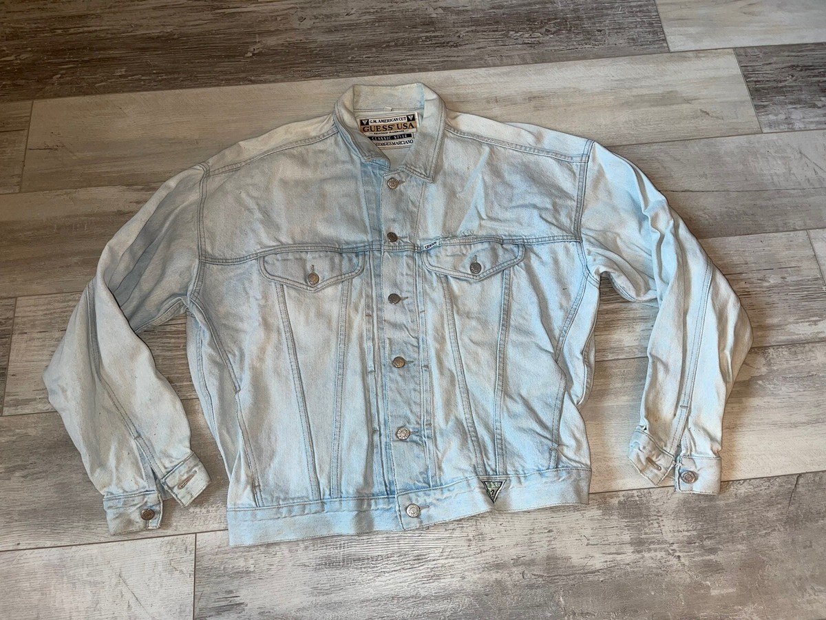 GUESS men 80s Georges Marcianoデニムジャケット Vintage GUESS GEORGES MARCIANO Men's L 80's Retro Leather