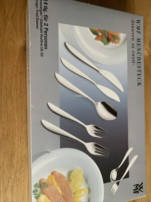 WMF Joy- Wave Cromargan Stainless Cutlery 2 Person 14 Pieces Special Edition Top